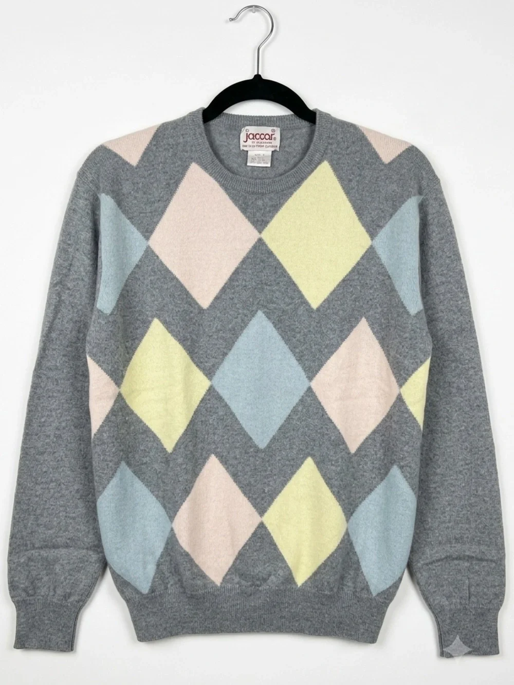 Vintage Jaccar of California Cashmere Argyle Sweater Sz M